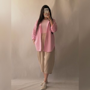 شومیز صورتی پاستلی کد 2892