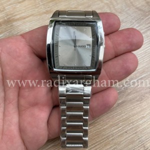 ساعت مردانه استیل برند گوچی فلزی  مدل 4875 بند استیل صفحه سفید
