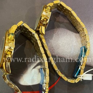 ساعت ست مردانه و‌زنانه طلایی قاب مشکی و سفید برند امپاور