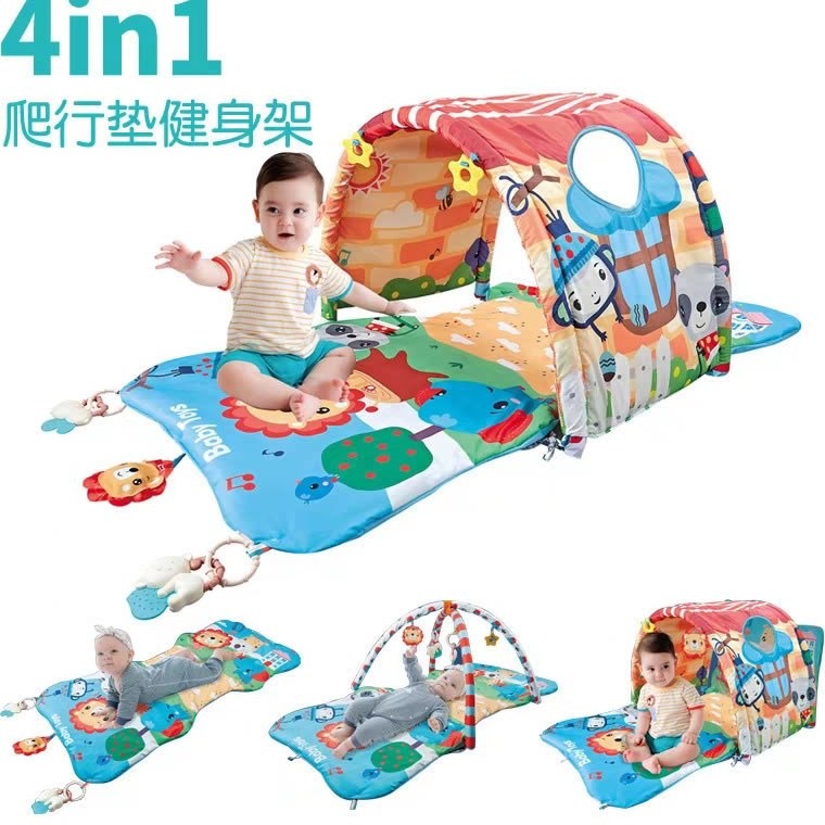 تشک بازی ۴ کاره تونلی طرح حیوانات جنگل