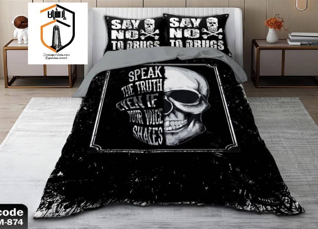 روتختی سه بعدی مشکی اسکلتی یک نفره