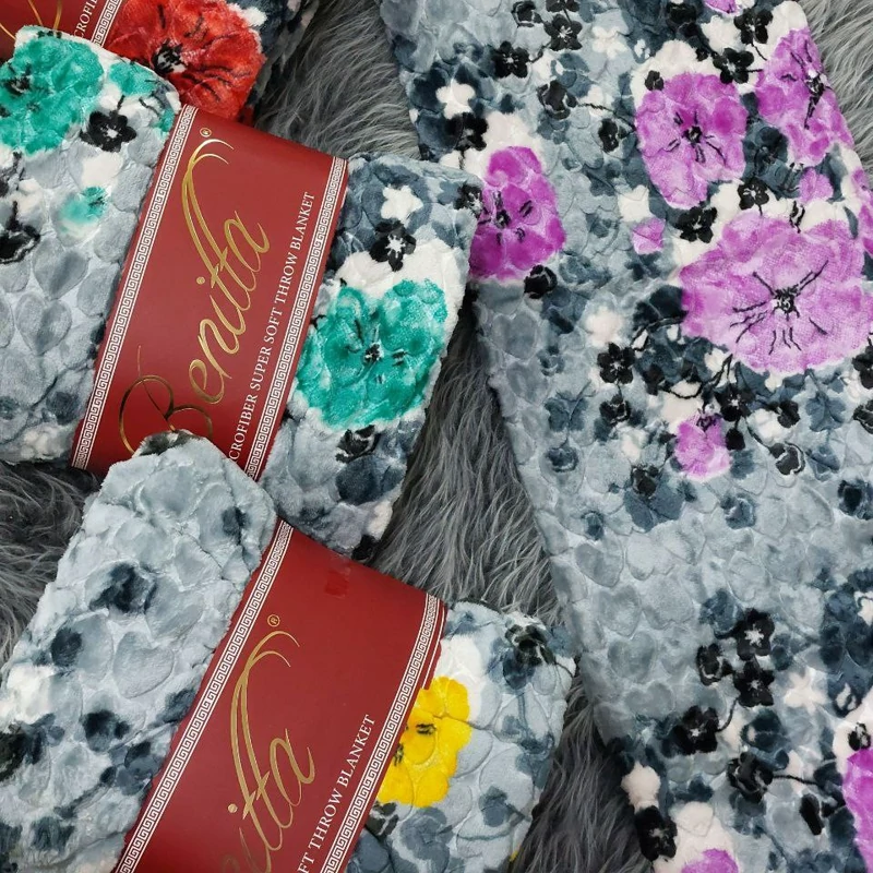 پتو مسافرتی ایزابلا شادیلون یکنفره زمینه طوسی