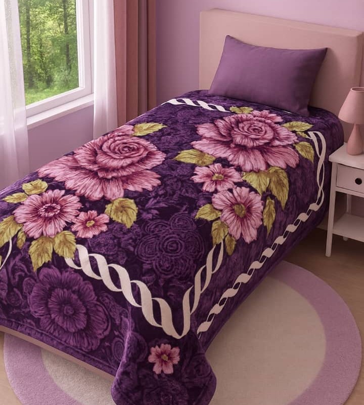 پتو  نیکو بافت فیروزه گلدار یکنفره