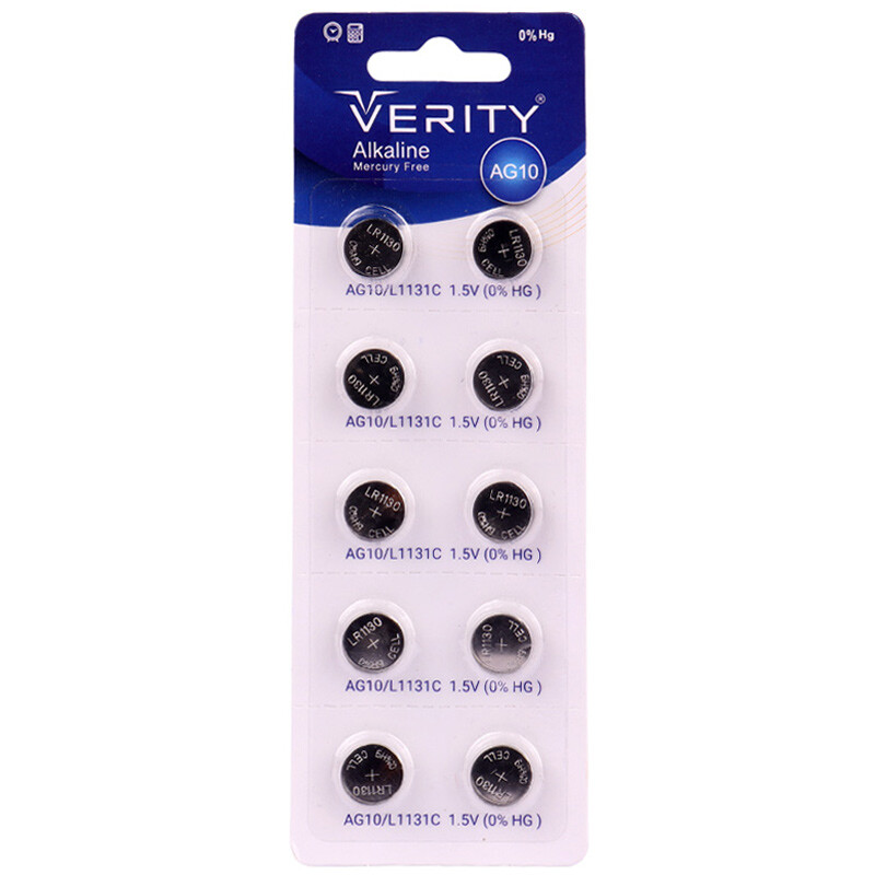باتری سکه ای Verity Alkaline AG10 بسته 10 عددی