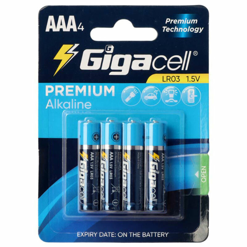 باتری چهارتایی نیم قلمی Gigacell Premium Alkaline LR03 1.5V AAA