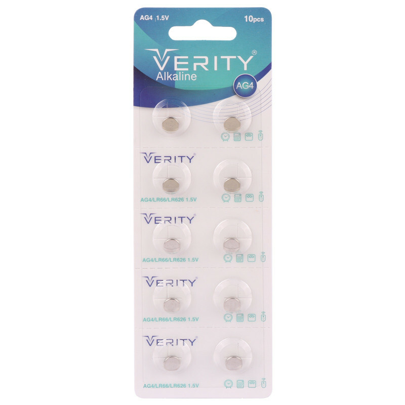 باتری سکه ای Verity Alkaline AG4 بسته 10 عددی