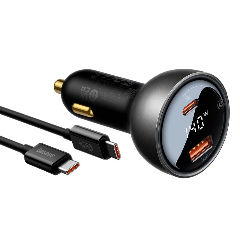 شارژر فندکی فست شارژ Baseus CGZX070001 5A PD3.0 140W + کابل تبدیل تایپ سی