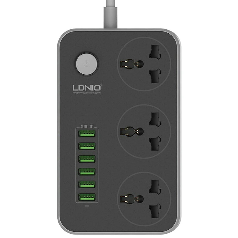 چند راهی 3 خانه برق الدینیو SC3604 با کابل 2 متری + شارژر USB