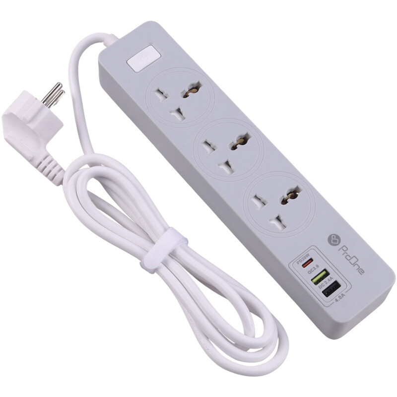 چند راهی 3 خانه برق ارت دار پرووان PPS615 با کابل 1.8 متری + شارژر USB و Type-C