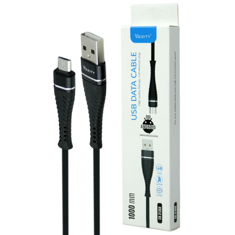 کابل میکرو یو اس بی فست شارژ Verity CB3136B 1m
