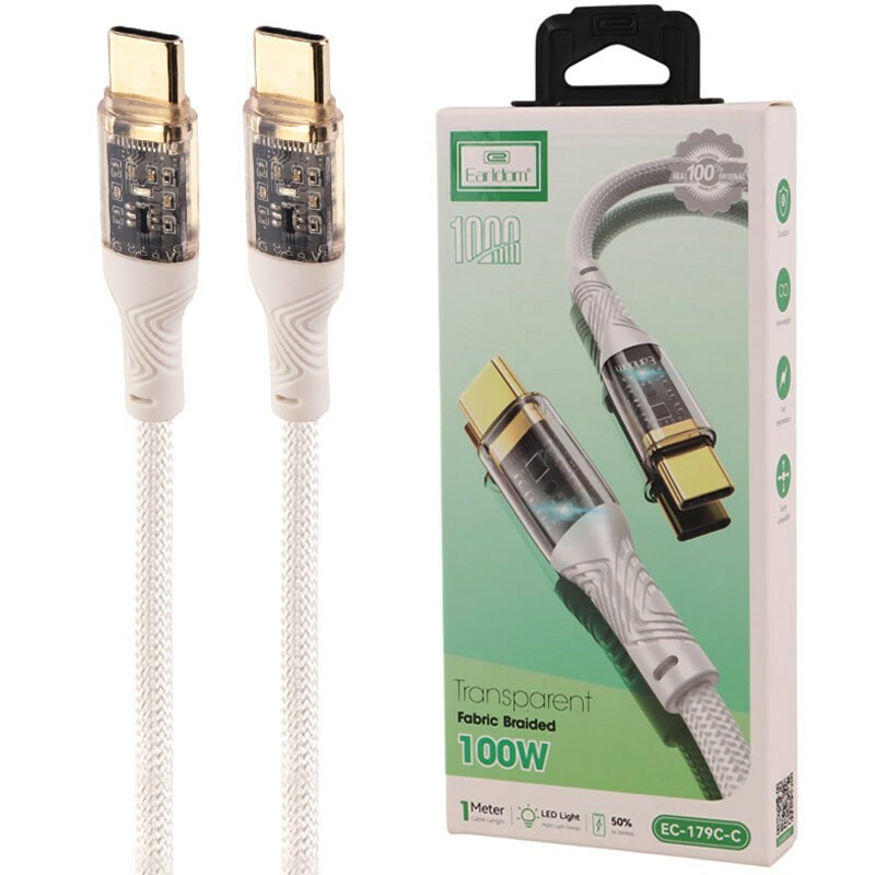 کابل تبدیل فست شارژ Earldom EC-179C-C Type-C To Type-C 100W 1m