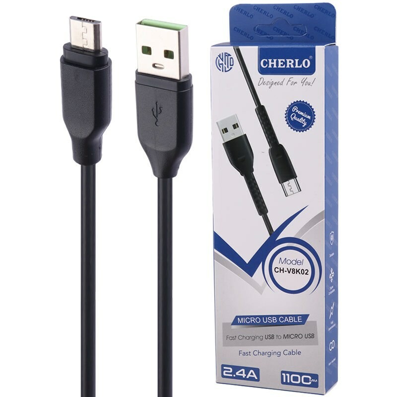کابل میکرو یو اس بی فست شارژ 2.4 آمپر چرلو CH-V8K02 طول 1.1 متر