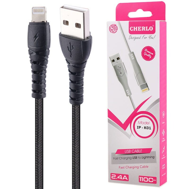 کابل لایتنینگ فست شارژ 2.4 آمپر چرلو IP-K01 طول 1.1 متر