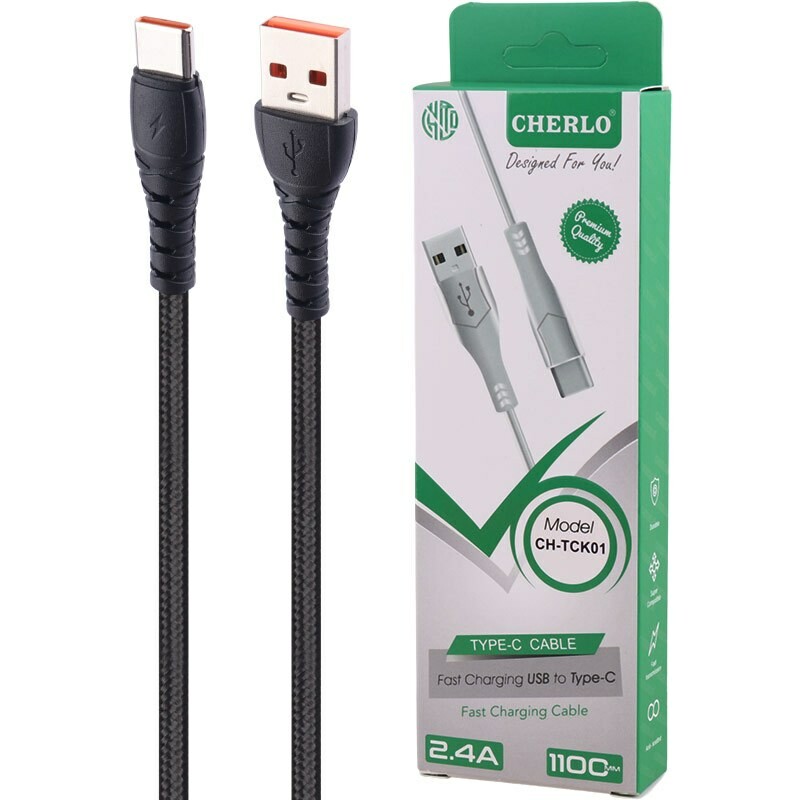کابل تایپ سی فست شارژ 2.4 آمپر چرلو CH-TCK01 طول 1.1 متر