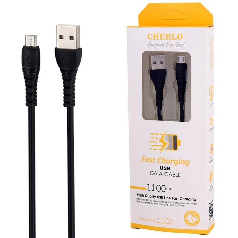کابل میکرو یو اس بی فست شارژ 2.4 آمپر چرلو CH-V8K02 طول 1.1 متر