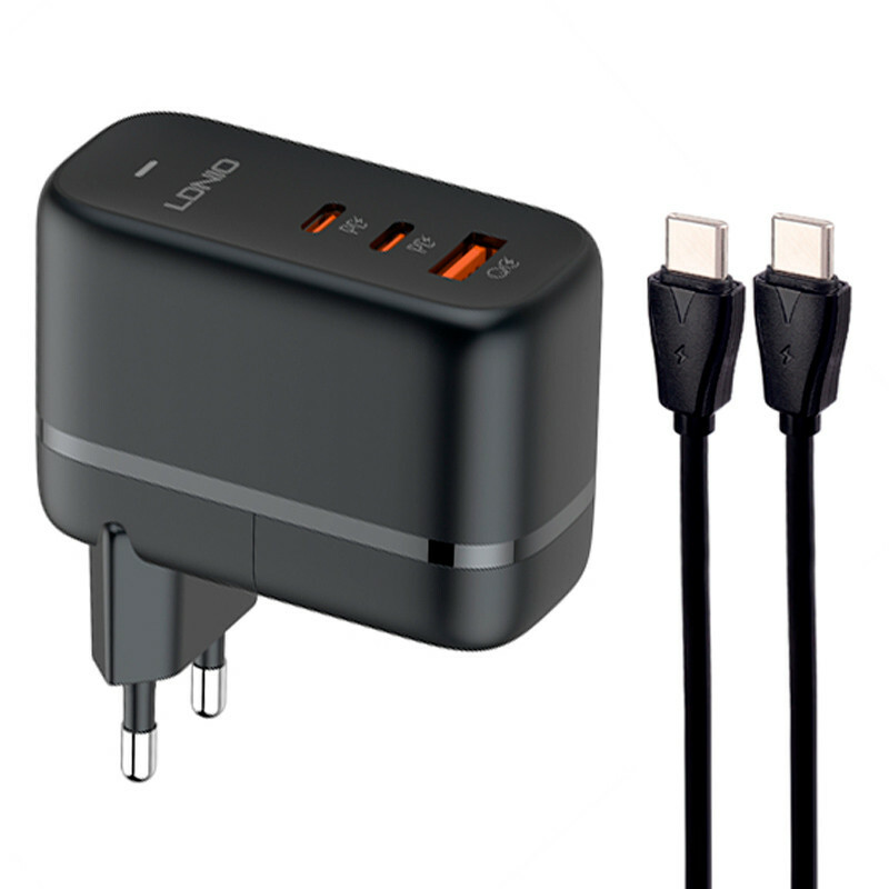 شارژر دیواری 65 وات الدینیو Q366 GaN QC4.0+ PD3.0 5A+ کابل تبدیل تایپ سی