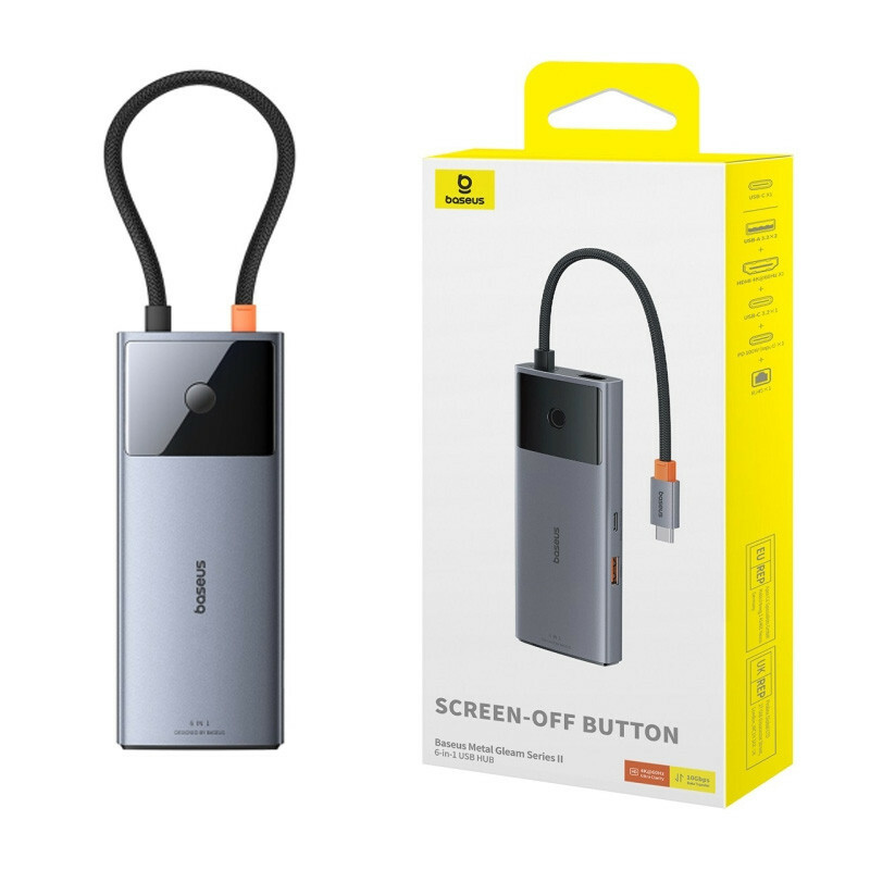 هاب 6 پورت Type-C باسئوس Metal Gleam Series II B00061802813-00