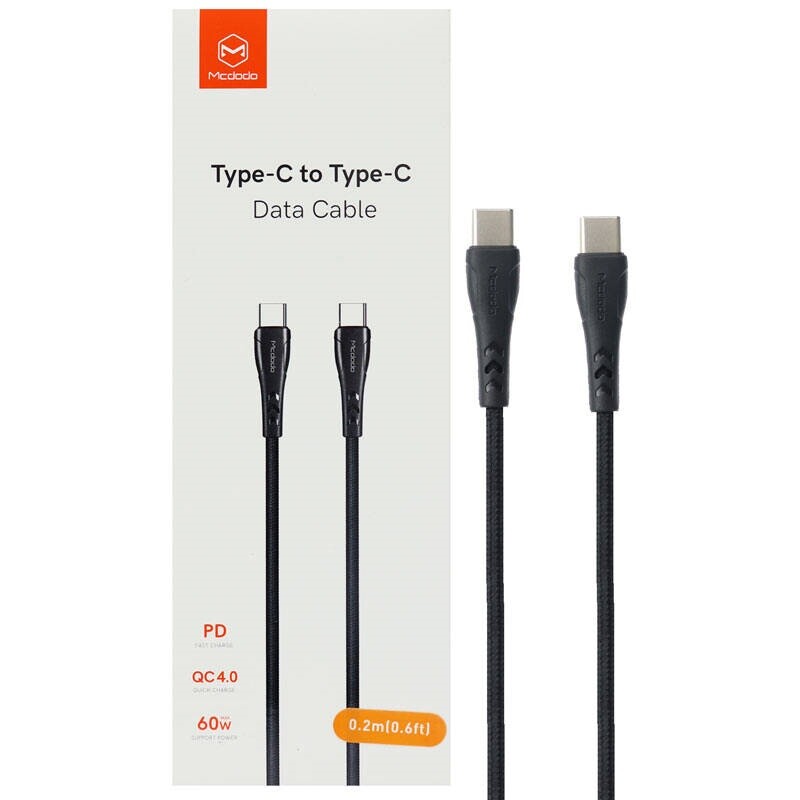 کابل کوتاه دو سر تایپ سی فست شارژ 60 وات مک دودو CA-7640 طول 20 سانتی متر