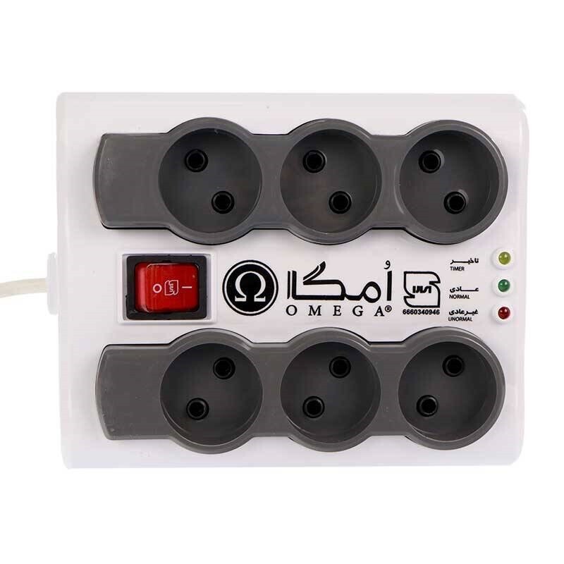 محافظ برق صوتی تصویری 6 خانه امگا P6000 با کابل 3 متری