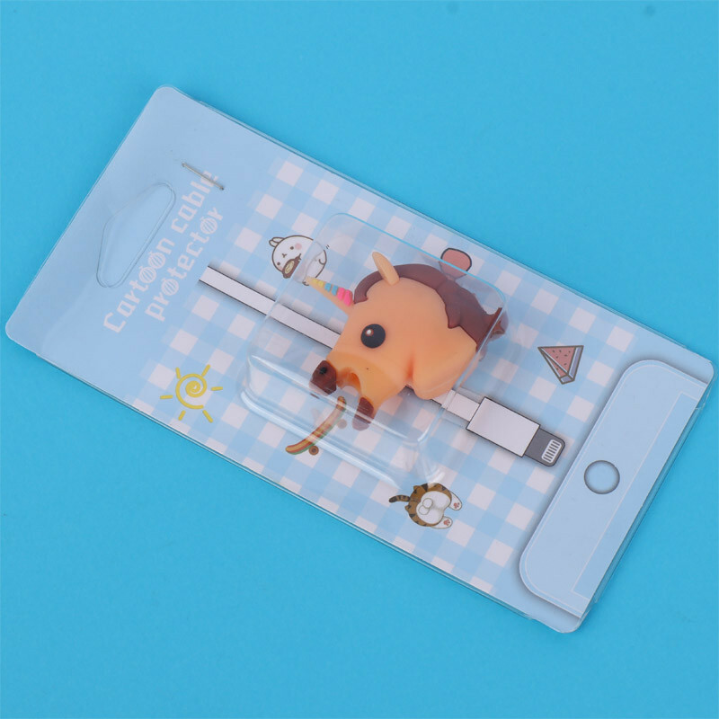 محافظ کابل شارژر طرح اسب تک شاخ کرم قهوه ای