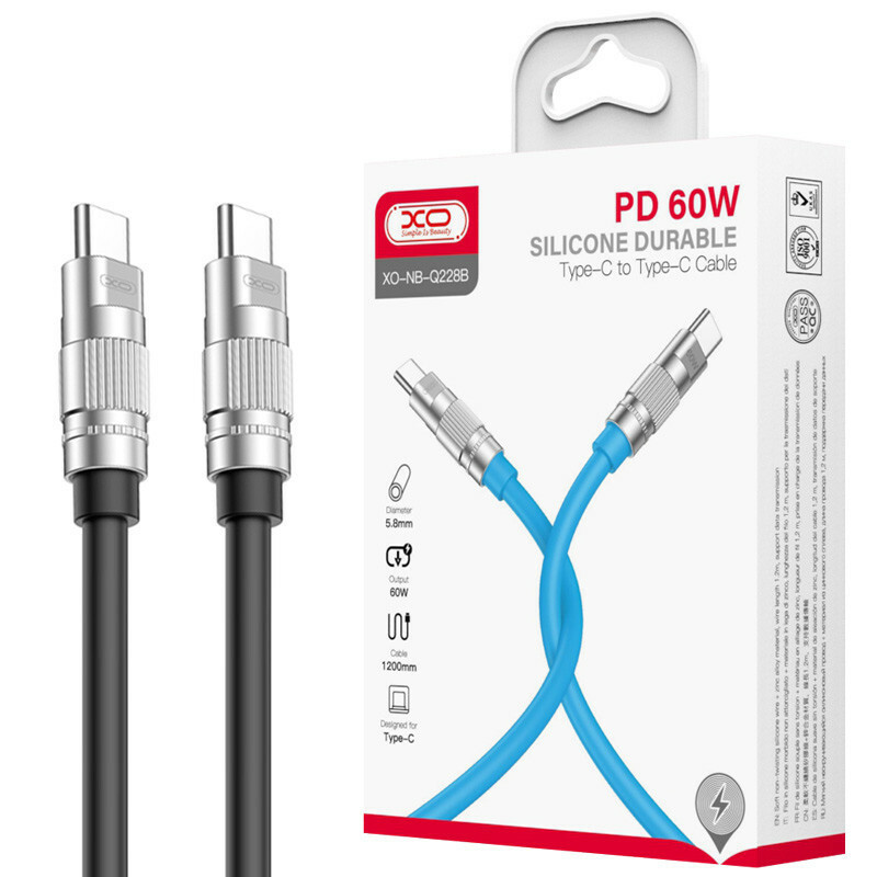کابل دو سر تایپ سی فست شارژ 60 وات ایکس او XO-NB-Q228B طول 1.2 متر