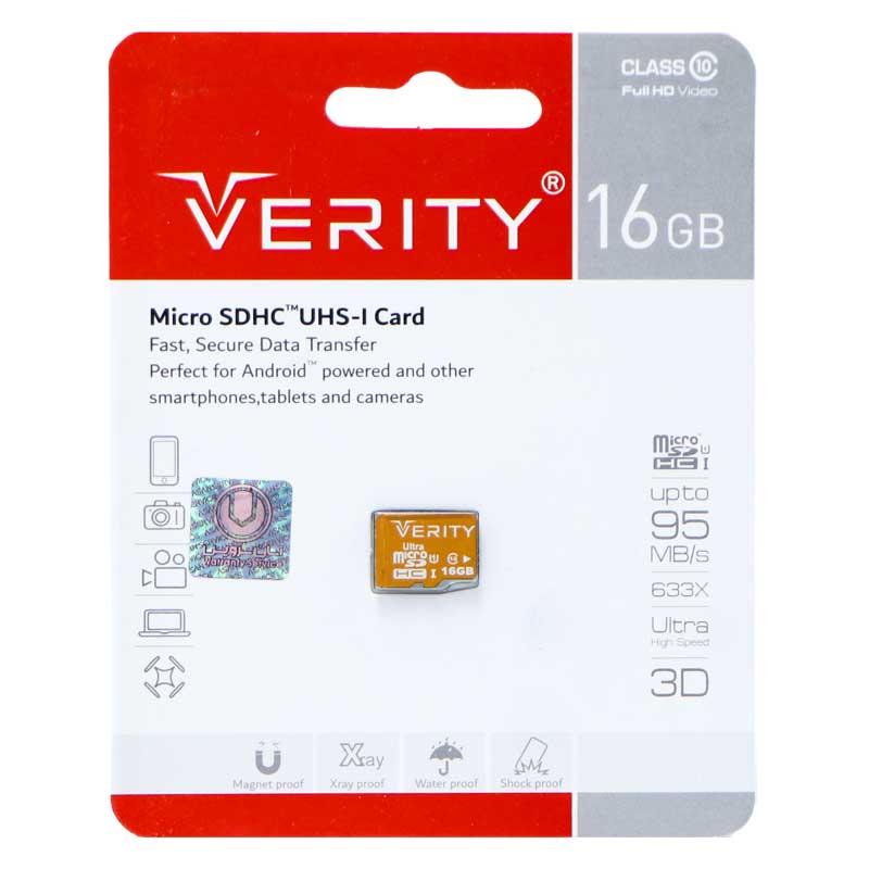 رم میکرو 16 گیگ وریتی Verity U106 U1 95MB/s بدون خشاب