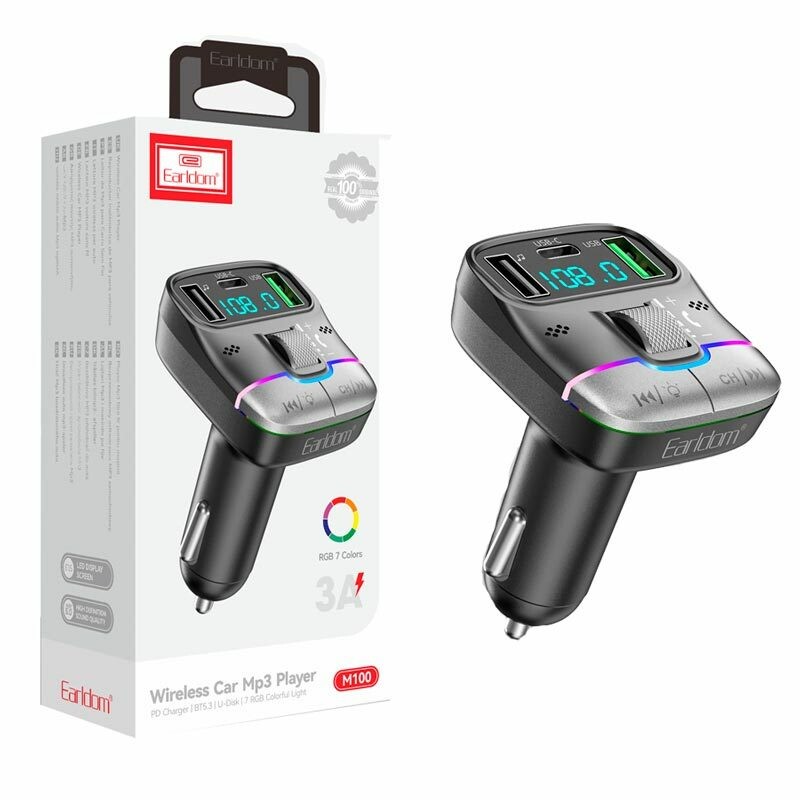 شارژر فندکی و اف ام پلیر بلوتوثی 25 وات ارلدام ET-M100