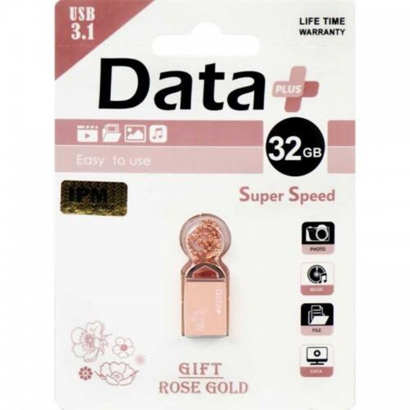 فلش 32 گیگ دیتا پلاس Data+ Gift Rose Gold USB3.1