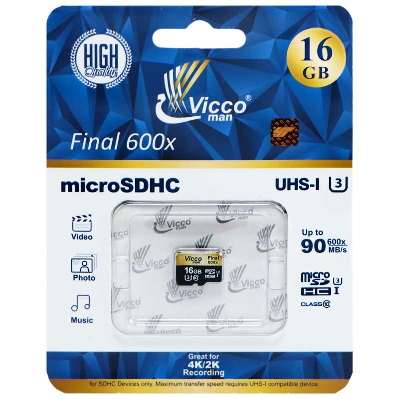 رم میکرو 16 گیگ ویکو Vicco Final U3 90MB/s بدون خشاب