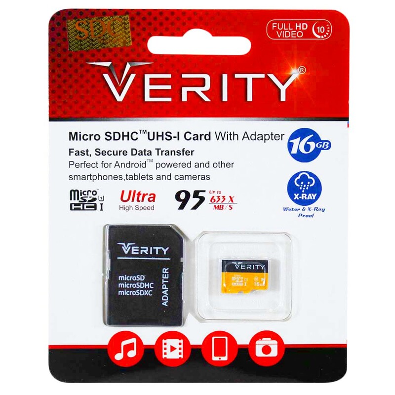رم میکرو 16 گیگ وریتی Verity Micro U1 95MB/s + خشاب