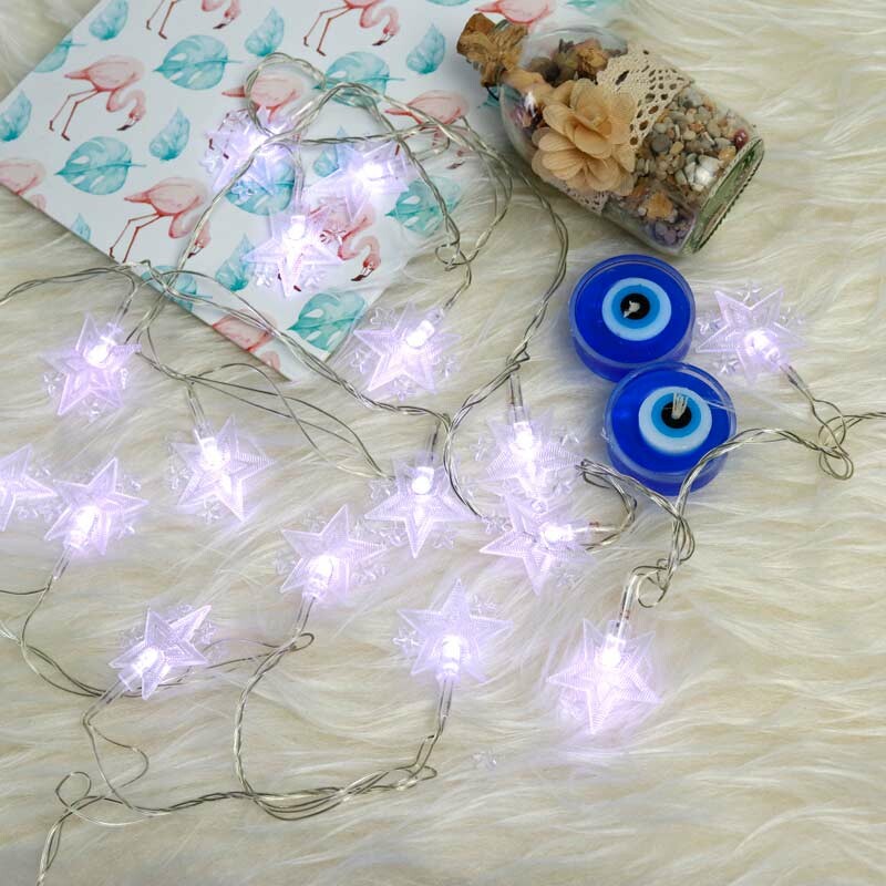 ریسه طرح ستاره برفکی مهتابی طول 4.5 متر