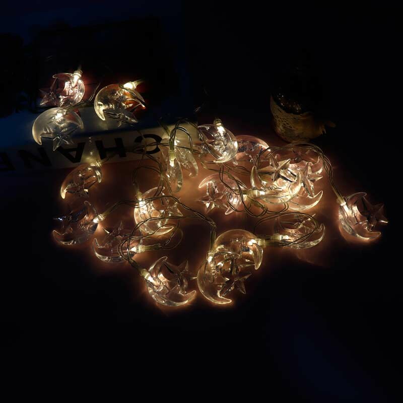 ریسه طرح ماه و ستاره باتری خور سه تایی آفتابی طول 2.5 متر