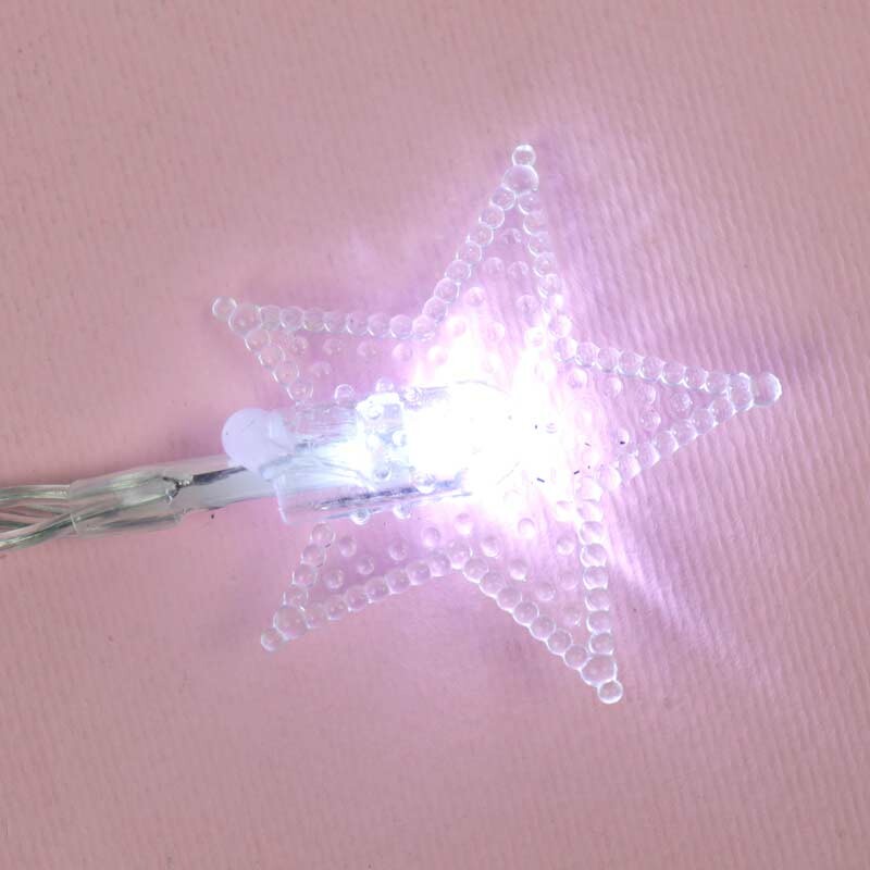 ریسه طرح ستاره برفکی باتری خور سه تایی مهتابی طول 2.5 متر