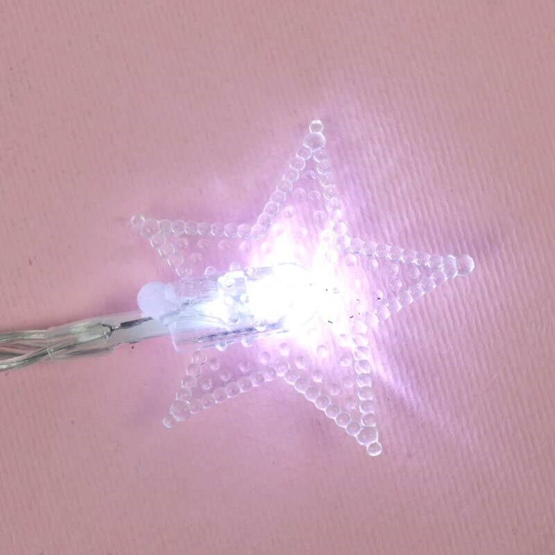 ریسه طرح ستاره برفکی باتری خور دوتایی مهتابی طول 2.5 متر