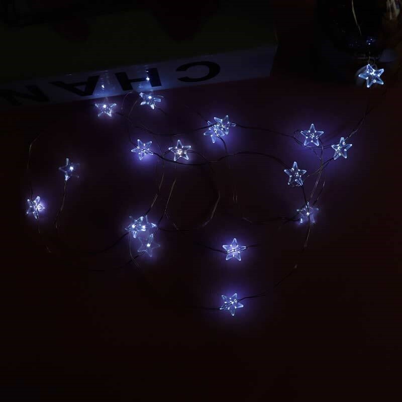 ریسه طرح ستاره کوچک کریستالی مهتابی طول 2 متر