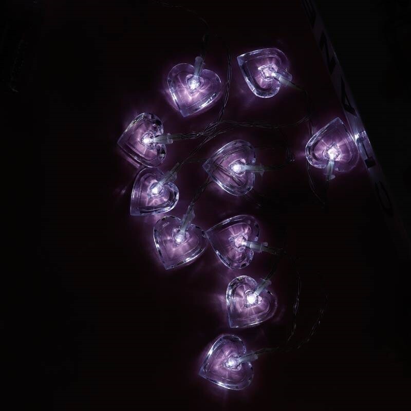 ریسه طرح قلب شیشه ای مهتابی طول 2.5 متر