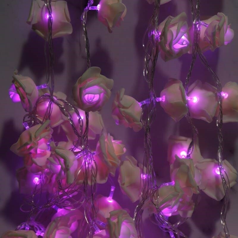 ریسه طرح گل سفید فومی صورتی طول 9 متر