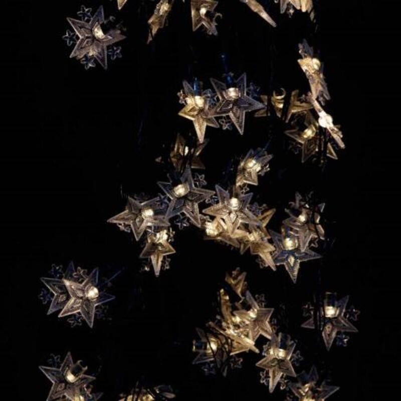 ریسه طرح ستاره برفکی سیم مشکی آفتابی طول 8.5 متر