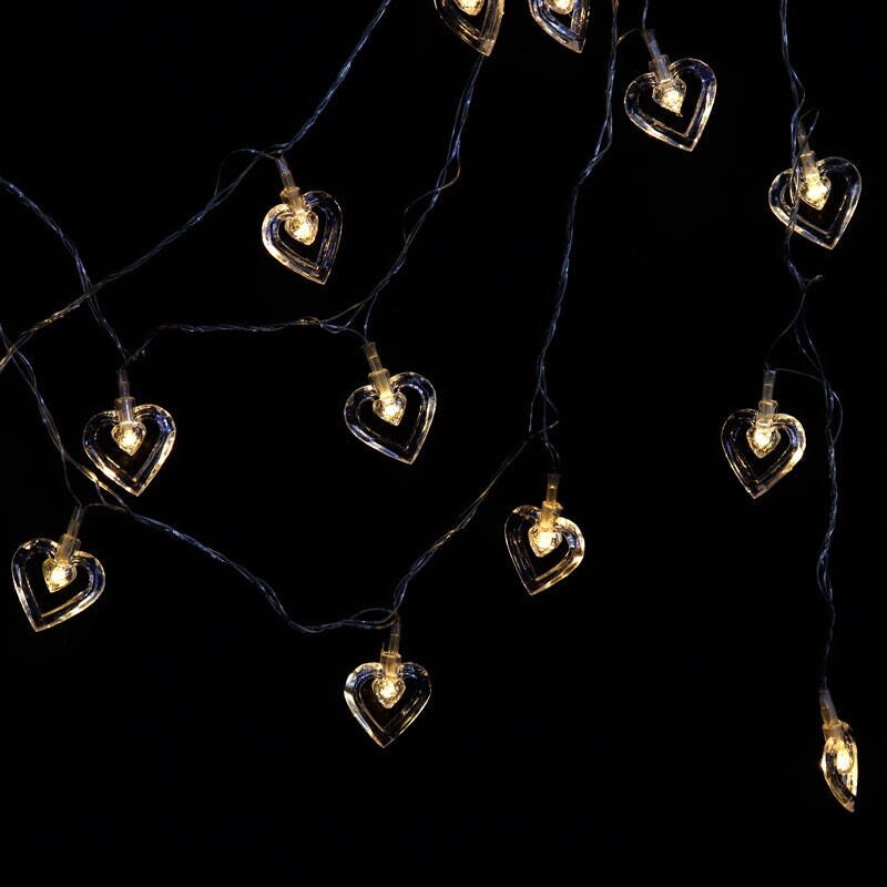 ریسه طرح قلب شیشه ای آفتابی طول 5.5 متر