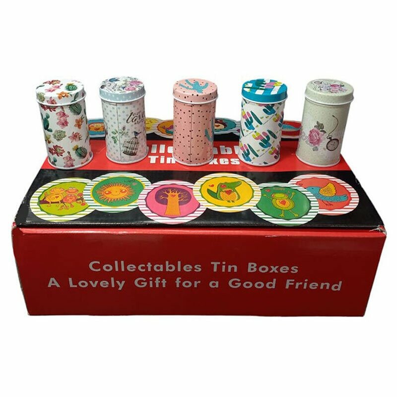 جعبه هدیه فلزی طرح استوانه بسته 5 عددی