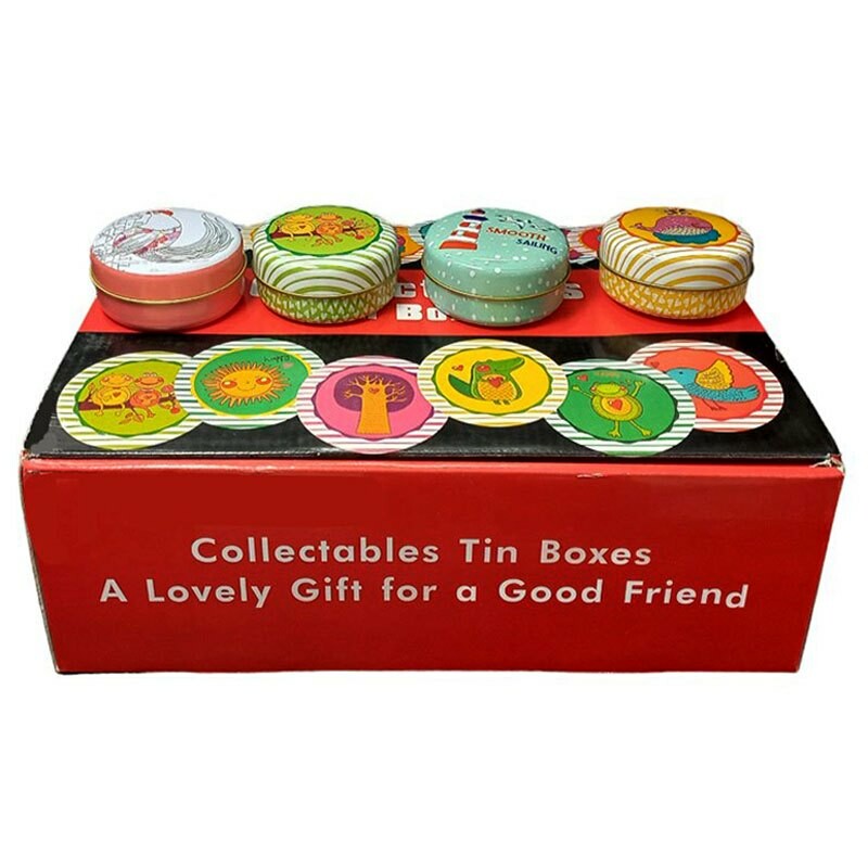 جعبه هدیه فلزی طرح گرد مینی بسته 4 عددی