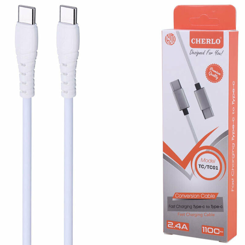 کابل دو سر تایپ سی فست شارژ 2.4 آمپر چرلو TC/TC01 طول 1.1 متر