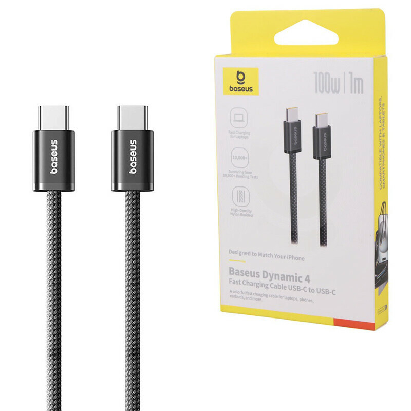 کابل دو سر تایپ سی فست شارژ 100 وات باسئوس P10381400111 طول 1 متر