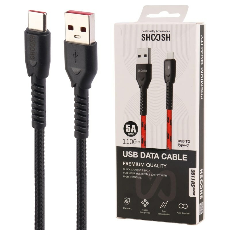 کابل تایپ سی فست شارژ 5 آمپر شوش SH119C طول 1.1 متر