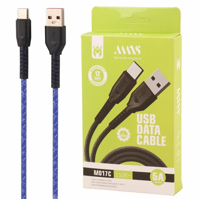 کابل تایپ سی فست شارژ 5 آمپر ام ان اس M017C طول 1.1 متر