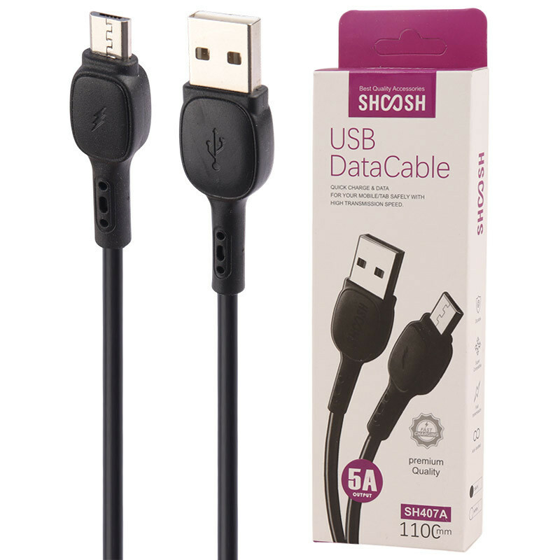 کابل میکرو یو اس بی فست شارژ 5 آمپر شوش SH407A طول 1.1 متر