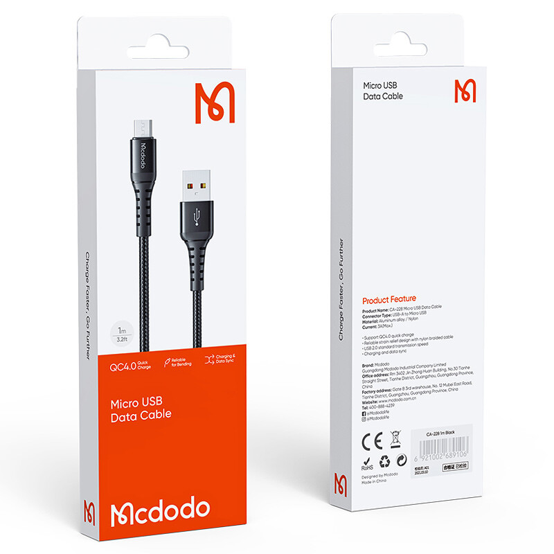 کابل میکرو یو اس بی فست شارژ 3 آمپر مک دودو CA-2281 طول 1 متر