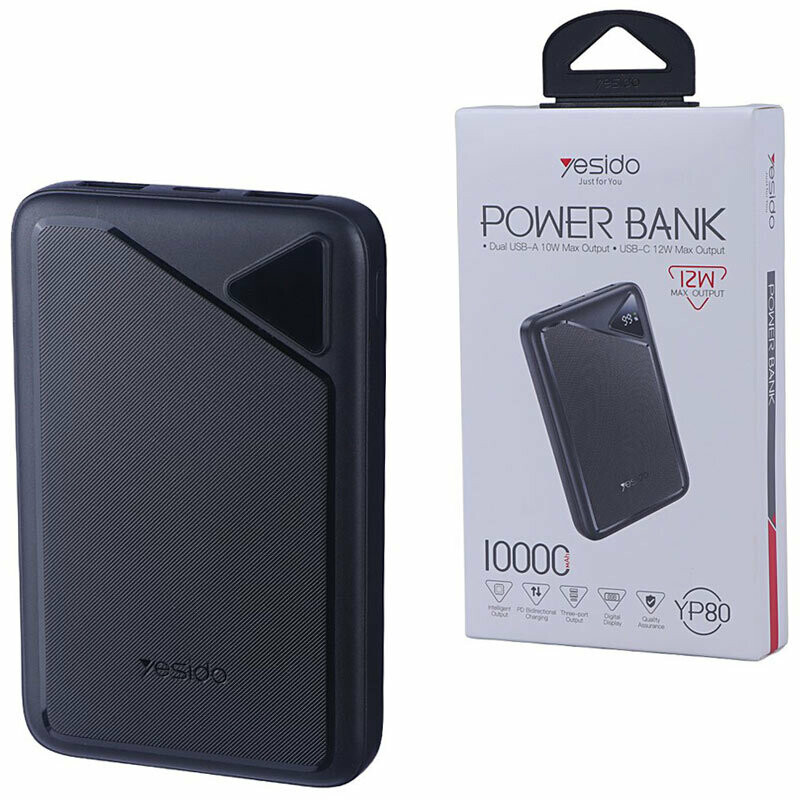 پاور بانک فست شارژ یسیدو YP80 PD 12W ظرفیت 10000 میلی آمپر ساعت