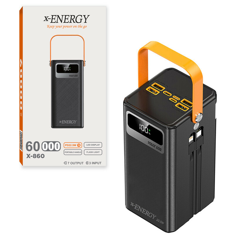 پاور بانک فست شارژ ایکس انرژی X-860 PD 22.5W ظرفیت 60000 میلی آمپر ساعت