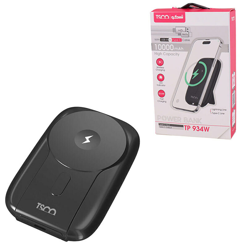 پاور بانک بی سیم فست شارژ تسکو TP 934W PD 22.5W ظرفیت 10000 میلی آمپر ساعت
